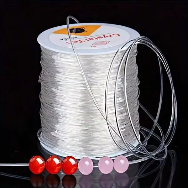 0.5-1.0mm Crystal Clear Elastic Stretchy Thread For DIY Beading, Jewelry Making, Handmade Craft Supplies - Perfect For Bracelet, Necklace, Clay Bead, Crystal String Projects - Soft,