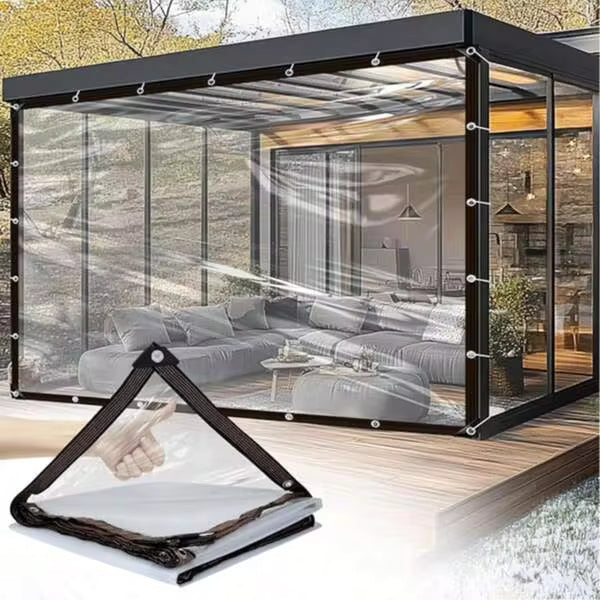 2 Pack 8'x10' Heavy Duty Clear PE Waterproof Tarps, UV Resistant Glass Tarp Transparent Tarpaulin Outdoor, Cover For Plant Greenhouse Balcony Garden Pet Hutch Roof